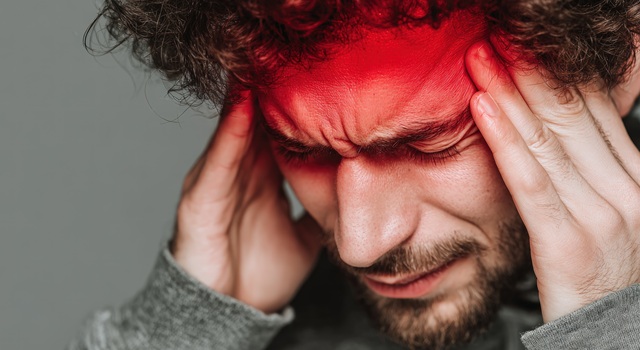 Man holding his temples
