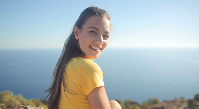 Woman wearing Scleral Lenses scenic view