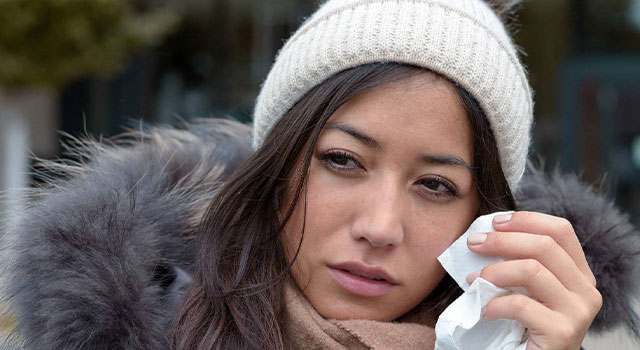 Woman Teary Eye Winter 640×350