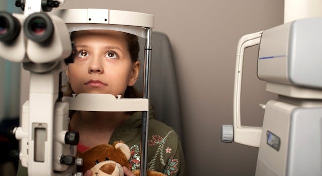 girl at an eye exam