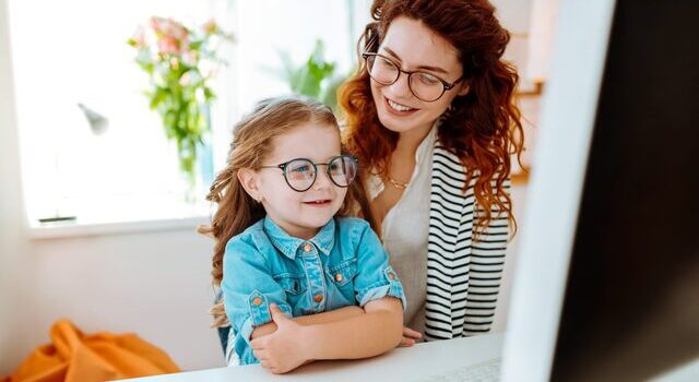 happy mother and daughter