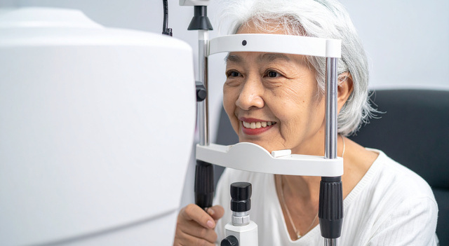 senior woman at an eye exam